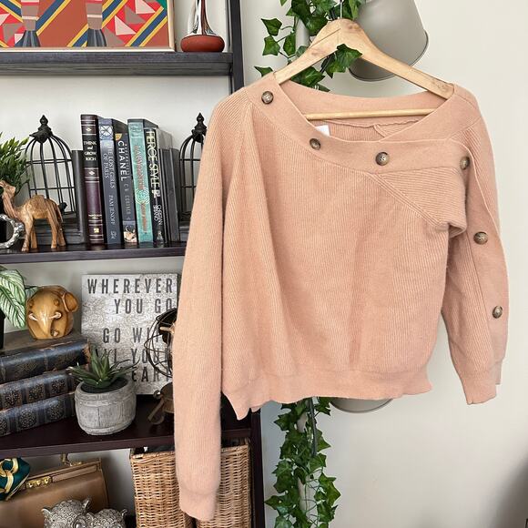 NANUSHKA Camerin Off Shoulder Sweater Apricot Pink Sz M {NN48} - Picture 5 of 9